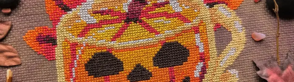 A cropped horizontal banner of the pattern Perfectly Pumpkin.