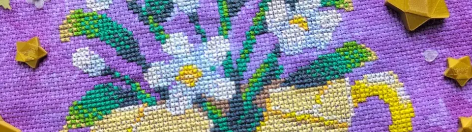 A cropped horizontal banner of the pattern Still Here.
