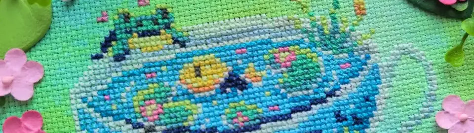 A cropped horizontal banner of the pattern Tea Talk.